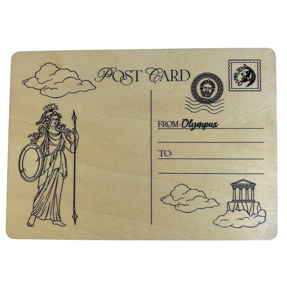 FairyLoot Mount Olympus Wooden Postcard - May 2023 "Feuding Gods" - Picture 2 of 6
